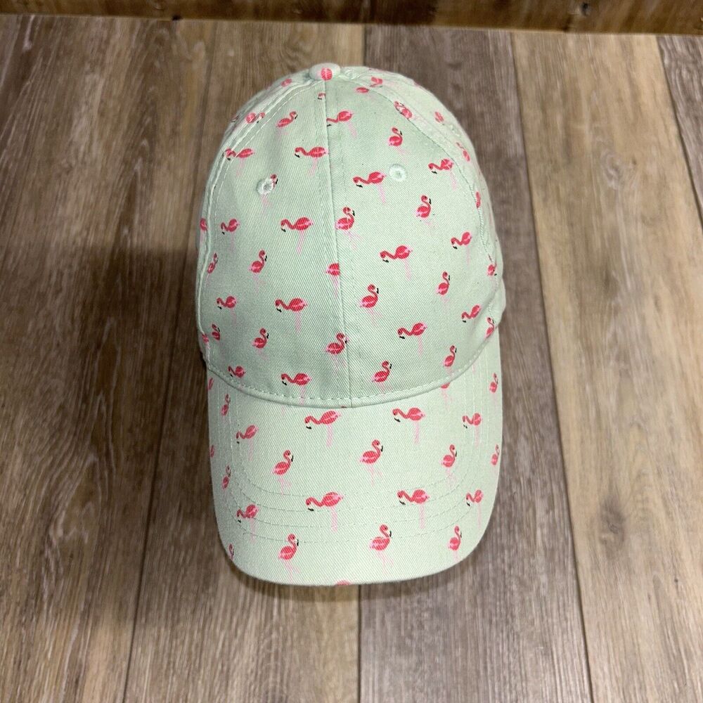 Pink Flamingo Light Green Blue Hook Loop Strapback Baseball Hat Cap Adjustable - Picture 2 of 8